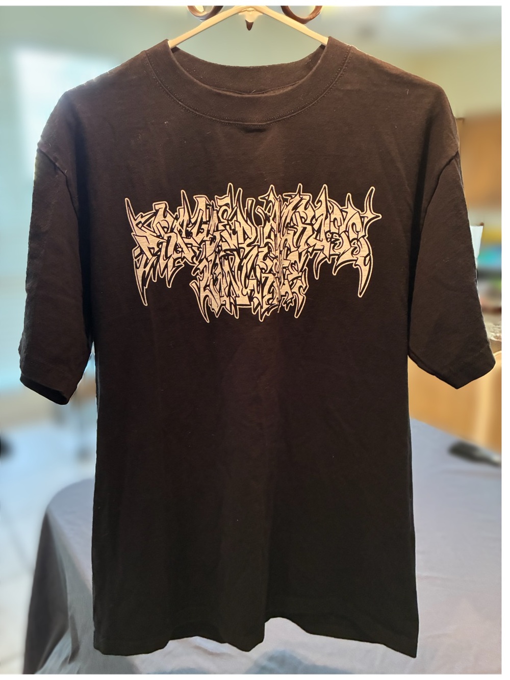 Shaka Wear Black Graphic Crewneck T-Shirt with White Demon Print Mens Size L